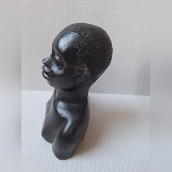 Antique Set of 2 Hand Carved Ebony Wood African Tribal Bust - Picture 8 of 12